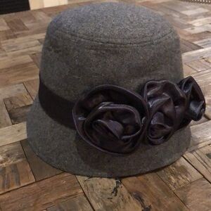Gray Winter Hat Vintage Cloche Bucket Style